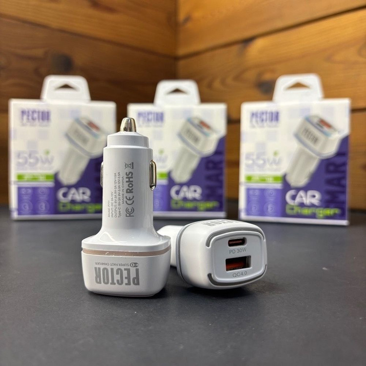 شارژر فندکی اورجینال پکتور PECTOR دو پورت / 55W / مدلP711 / سوپرفست شارژ