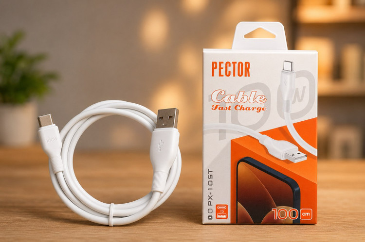 کابل شارژ اورجینال پکتور PECTOR تایپ سی پکدار PX-105T/100W