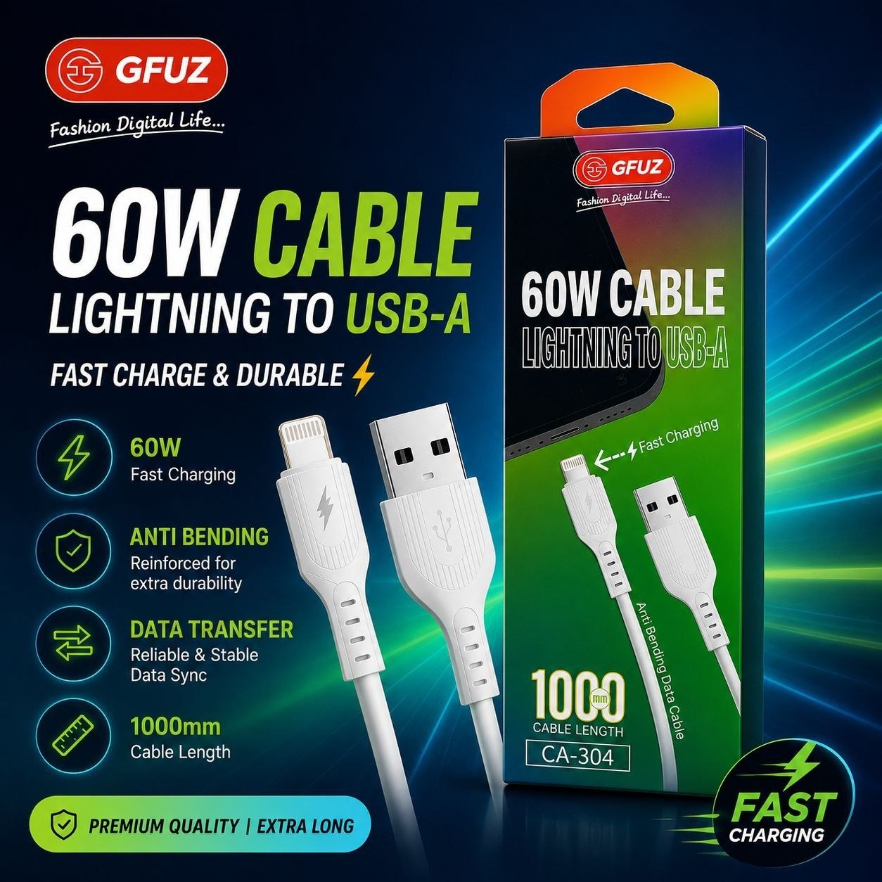 کابل شارژ GFUZ مدل CA304 آیفون